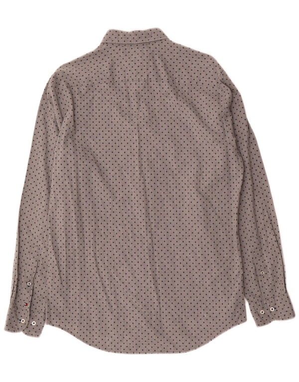 Tommy Hilfiger Mens New York Fit Shirt Medium Grey Geometric
