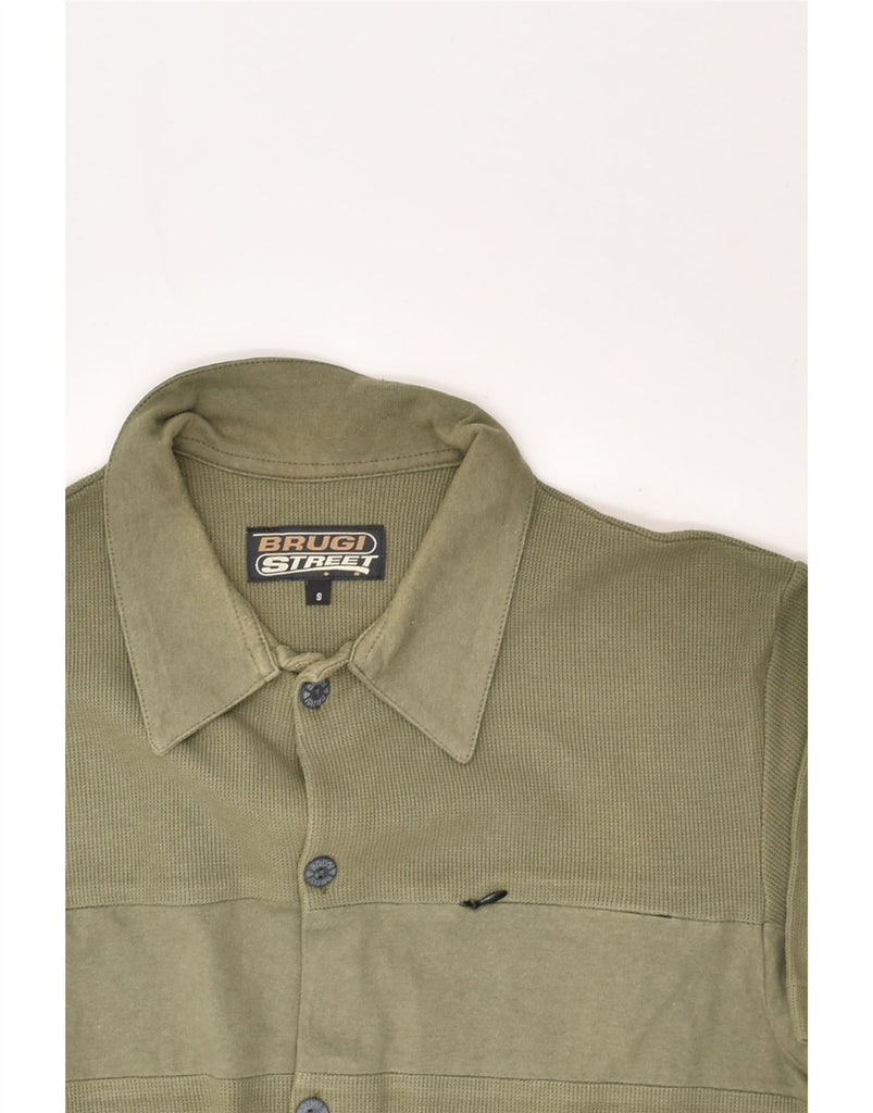 BRUGI Mens Short Sleeve Shirt Small Khaki Cotton | Vintage Brugi | Thrift | Second-Hand Brugi | Used Clothing | Messina Hembry 