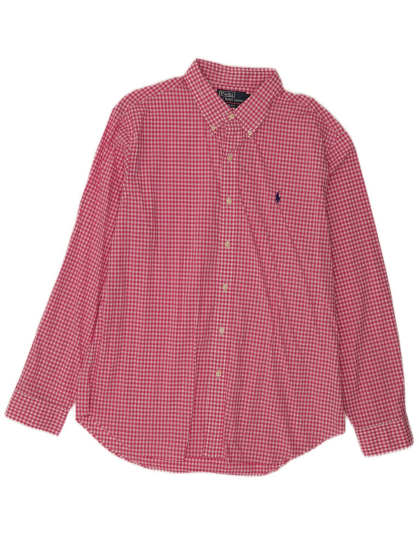 Polo Ralph Lauren Mens Slim Fit Shirt XL Pink Gingham Cotton