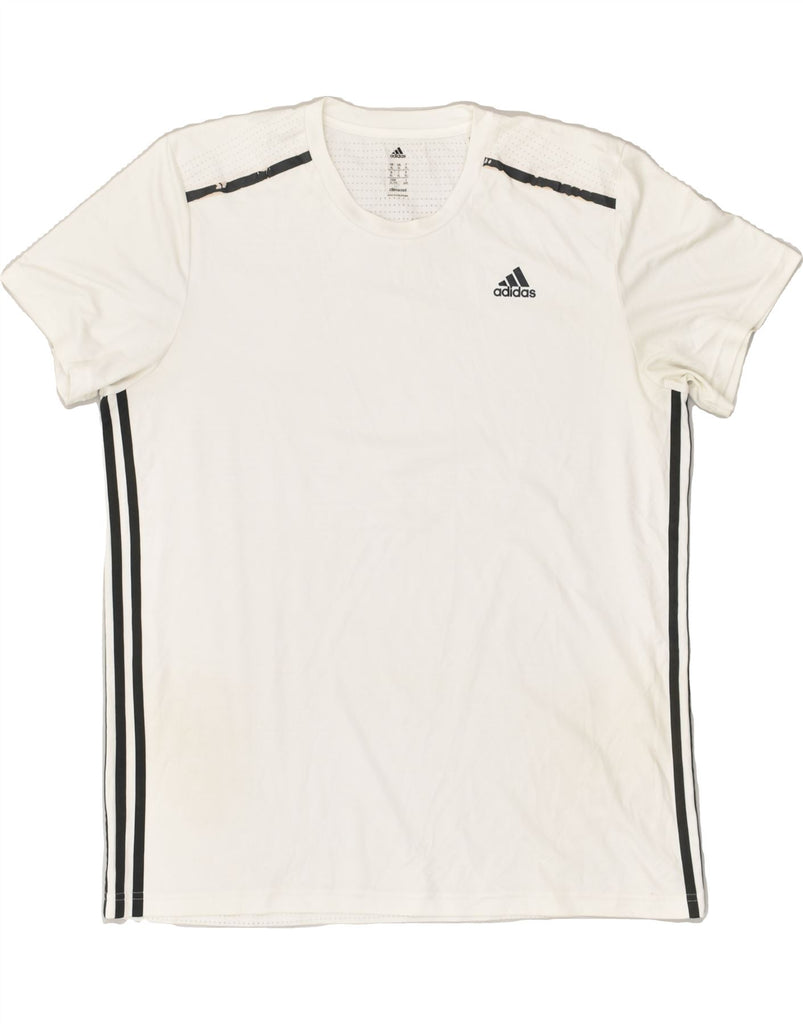 ADIDAS Mens T-Shirt Top XL White Polyester | Vintage Adidas | Thrift | Second-Hand Adidas | Used Clothing | Messina Hembry 