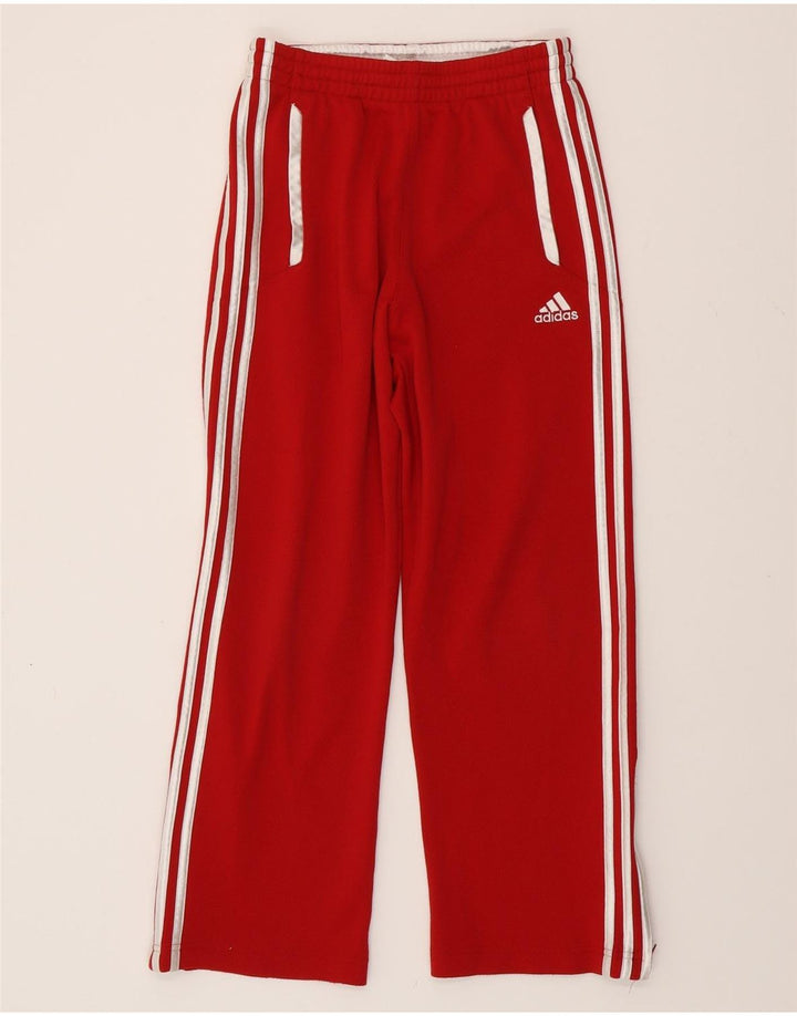 ADIDAS Girls Tracksuit Trousers 11-12 Years Red Polyester