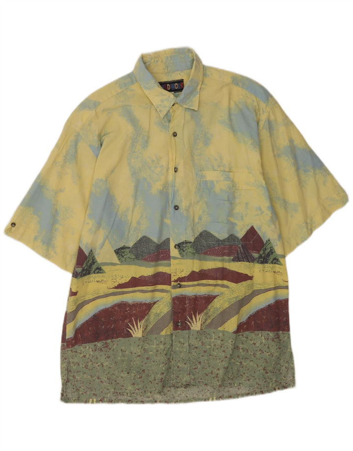 Fieldwork Mens Graphic Short Sleeve Shirt Large Yellow Colourblock
