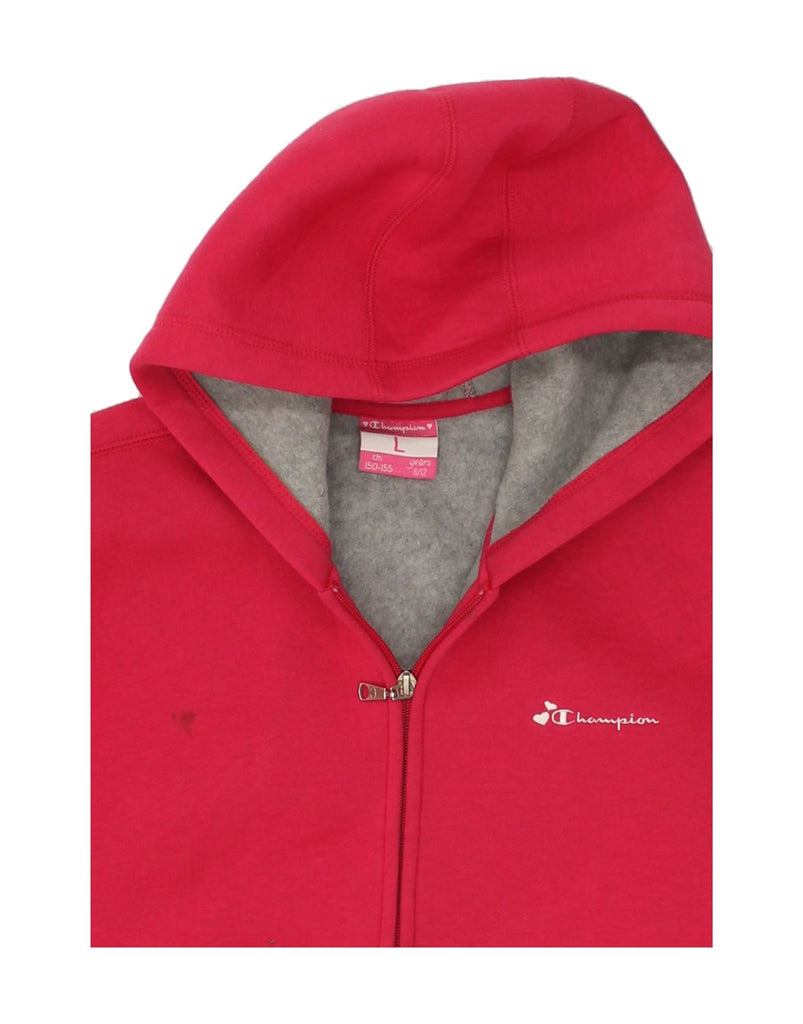 CHAMPION Girls Zip Hoodie Sweater 11-12 Years Large Red Cotton | Vintage Champion | Thrift | Second-Hand Champion | Used Clothing | Messina Hembry 