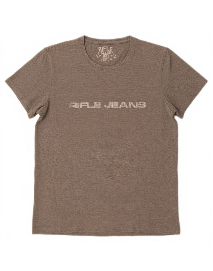 RIFLE Mens Graphic T-Shirt Top Large Grey Cotton Vintage Rifle and Second-Hand Rifle from Messina Hembry 