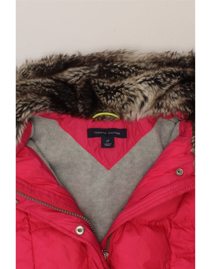 TOMMY HILFIGER Baby Girls Hooded Padded Jacket 18-24 Months Pink Nylon Vintage Tommy Hilfiger and Second-Hand Tommy Hilfiger from Messina Hembry 