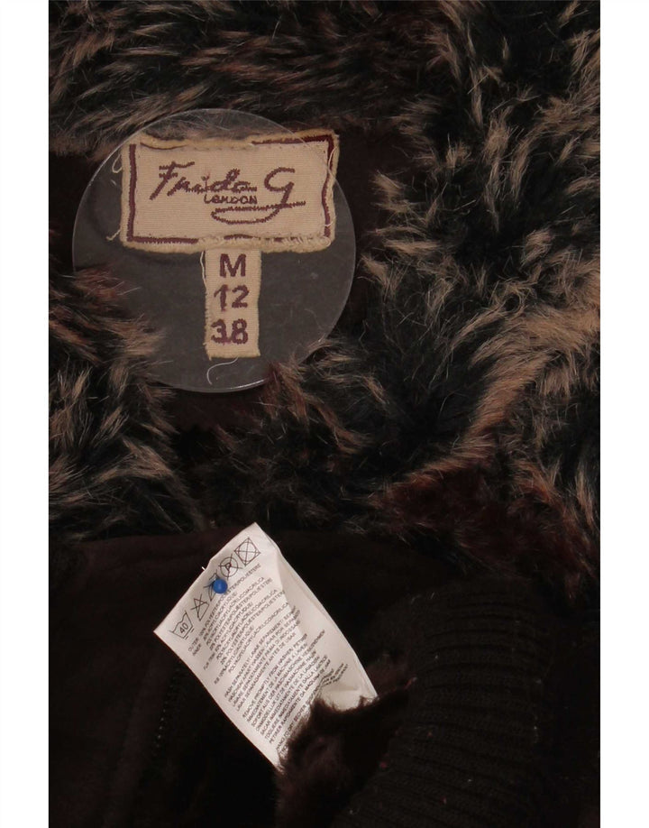 Vintage Womens Bomber Jacket UK 12 Medium Brown Polyester
