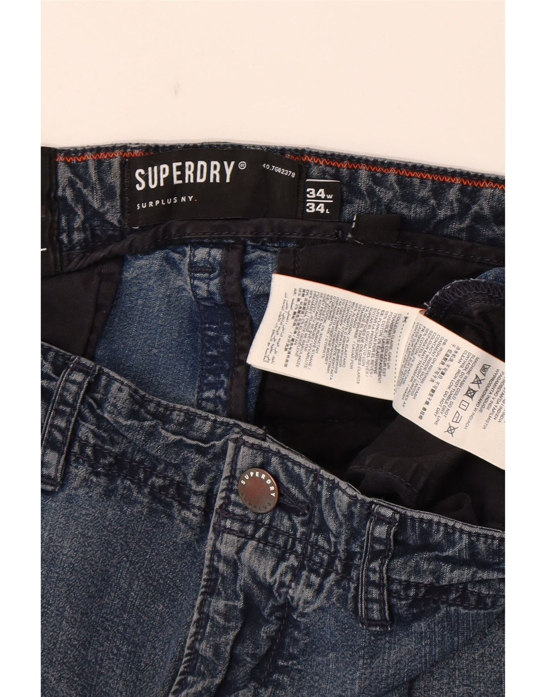 Superdry Mens Cargo Skinny Jeans W34 L34 Blue Cotton