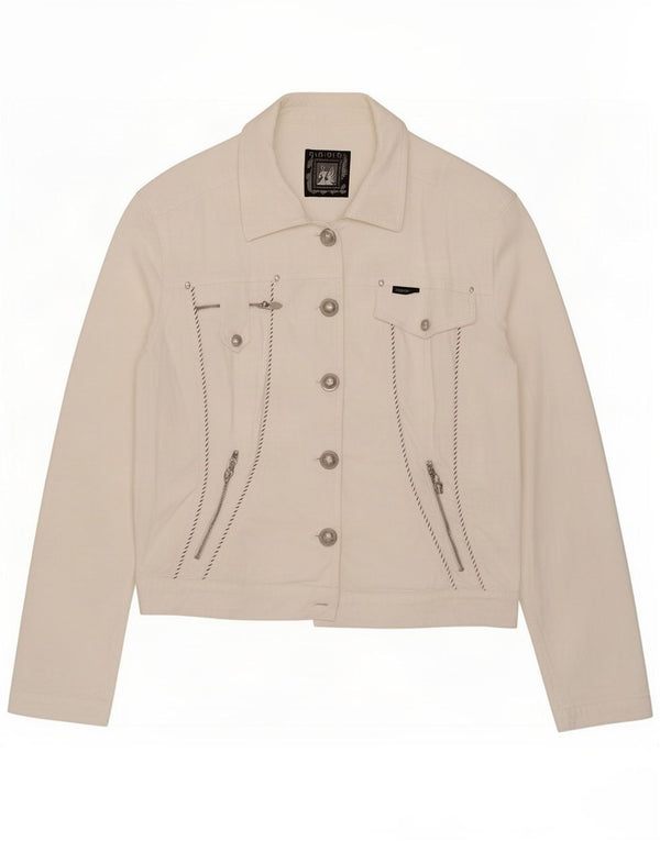 Cappopera Womens Denim Jacket UK 12 Medium White