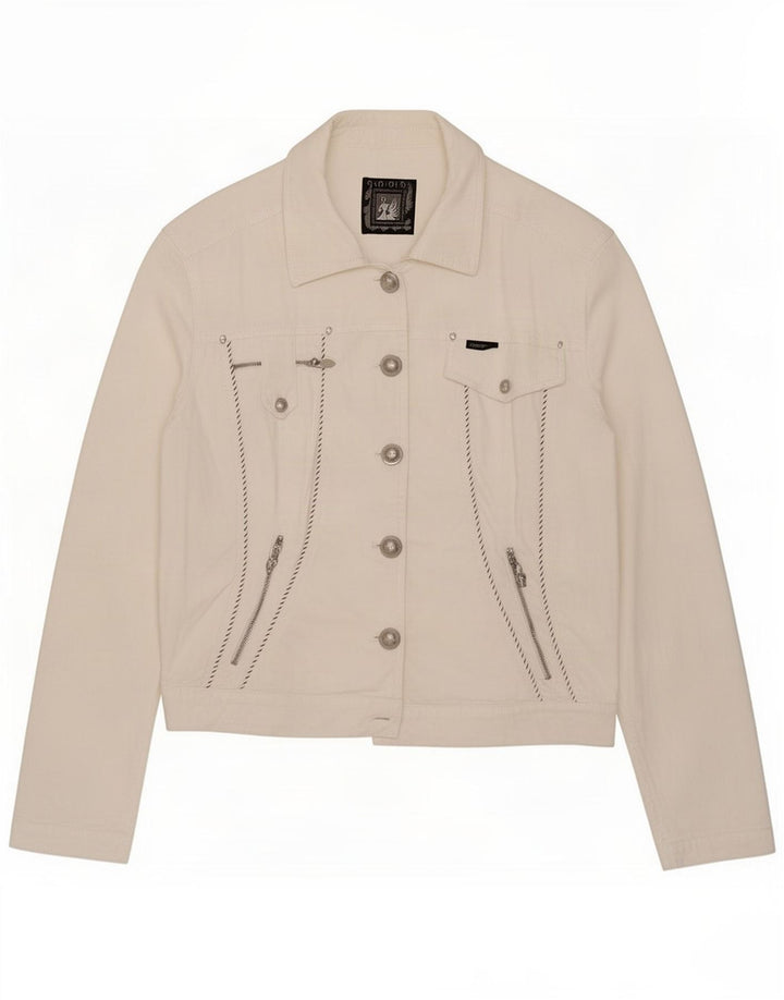 Cappopera Womens Denim Jacket UK 12 Medium White