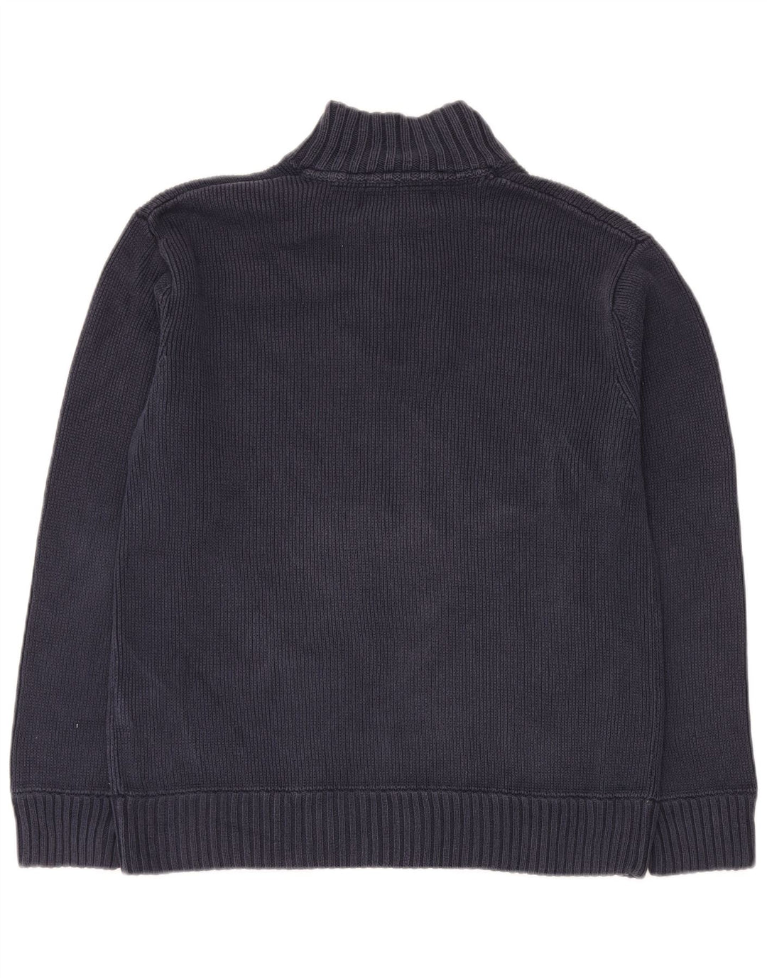 Crew Clothing Mens Button Neck Jumper Sweater Large Navy Blue Cotton