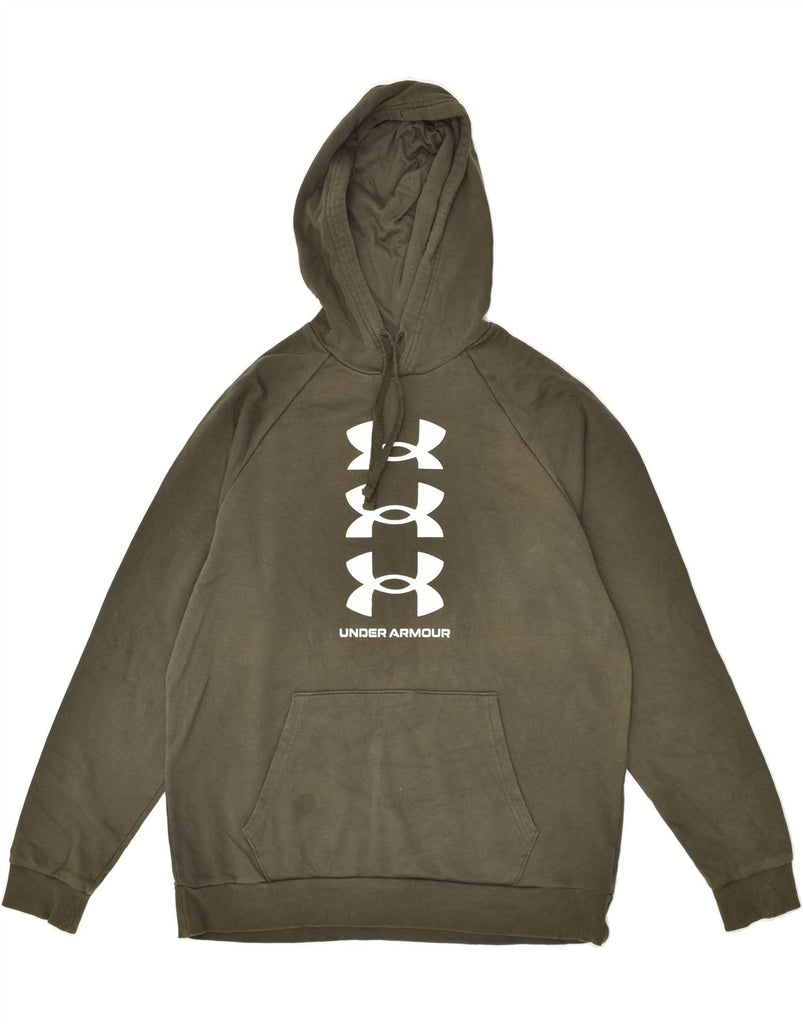 UNDER ARMOUR Mens Graphic Hoodie Jumper Large Khaki Cotton | Vintage Under Armour | Thrift | Second-Hand Under Armour | Used Clothing | Messina Hembry 