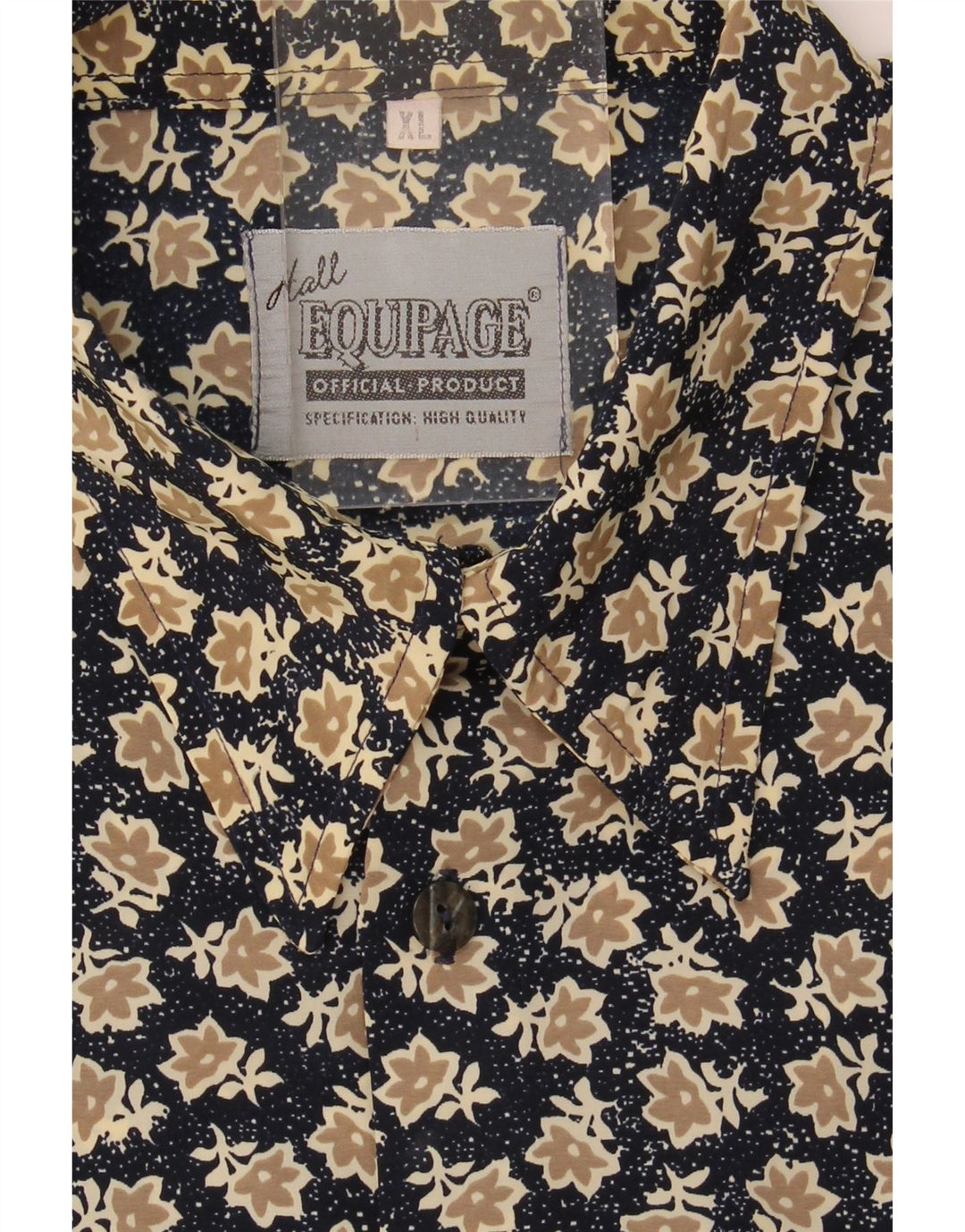 VINTAGE Mens Short Sleeve Shirt XL Brown Floral Vintage Vintage and Second-Hand Vintage from Messina Hembry 
