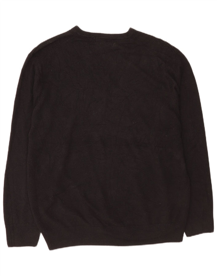 Dockers Mens V-Neck Jumper Sweater 2XL Black Acrylic