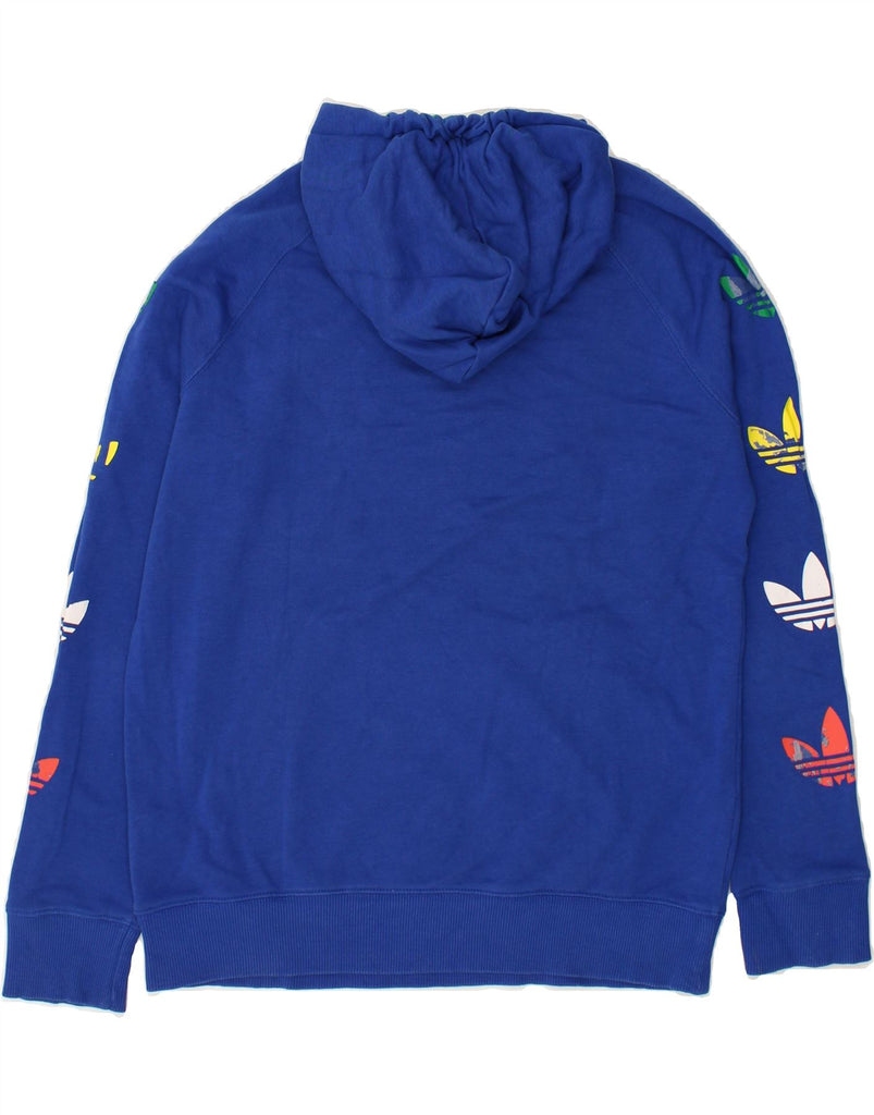 ADIDAS Womens Oversized Graphic Hoodie Jumper UK 10 Small Blue Cotton | Vintage Adidas | Thrift | Second-Hand Adidas | Used Clothing | Messina Hembry 