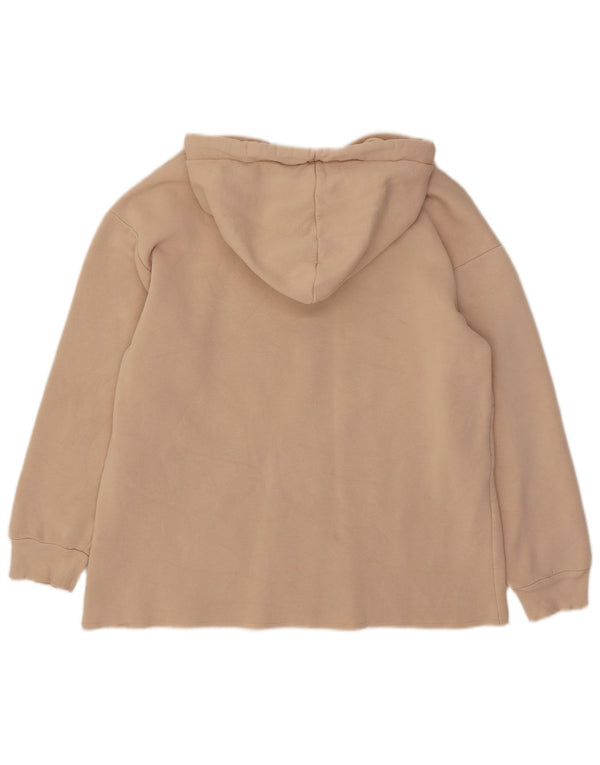 Topshop Womens Oversized Hoodie Jumper UK 8 Small Beige Cotton