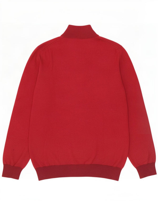 Massimo Dutti Mens Button Neck Jumper Sweater XL Burgundy Cotton