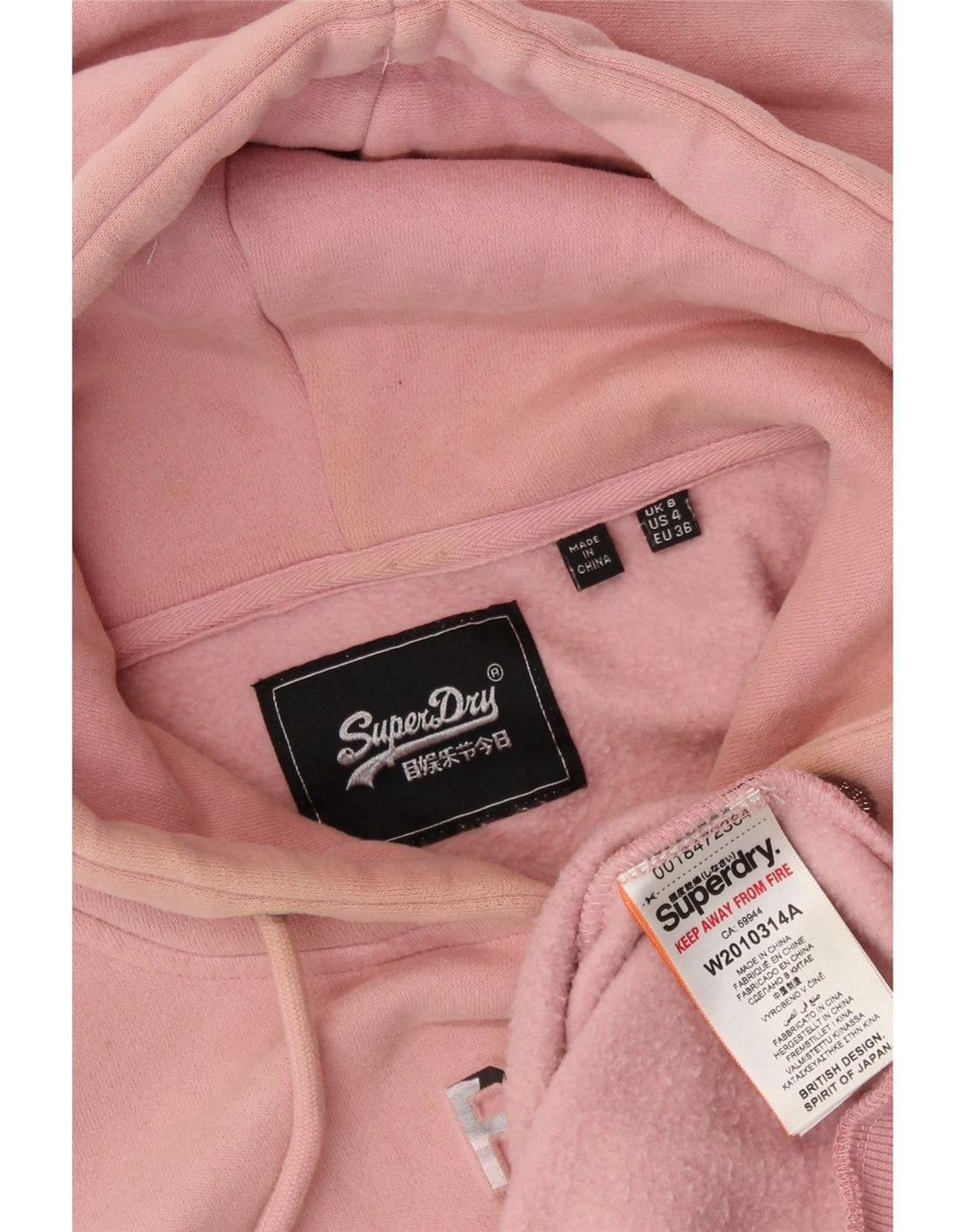 SUPERDRY Womens Graphic Hoodie Jumper UK 8 Small Pink Cotton