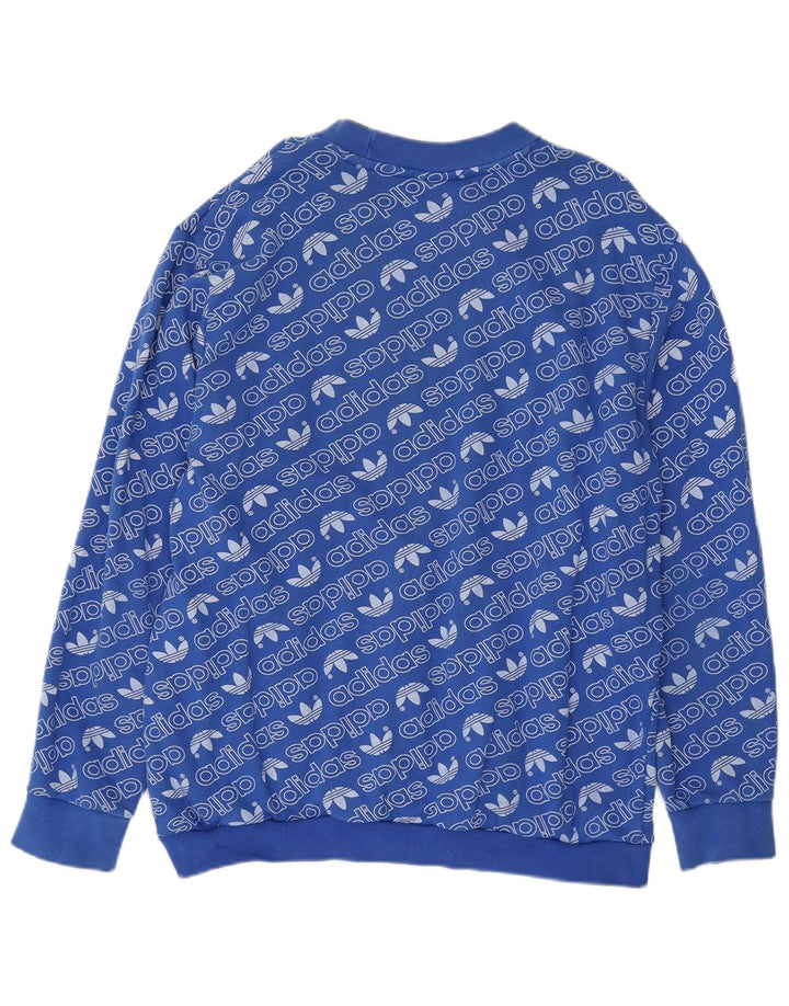 Adidas Mens Graphic Sweatshirt Jumper XL Blue Cotton