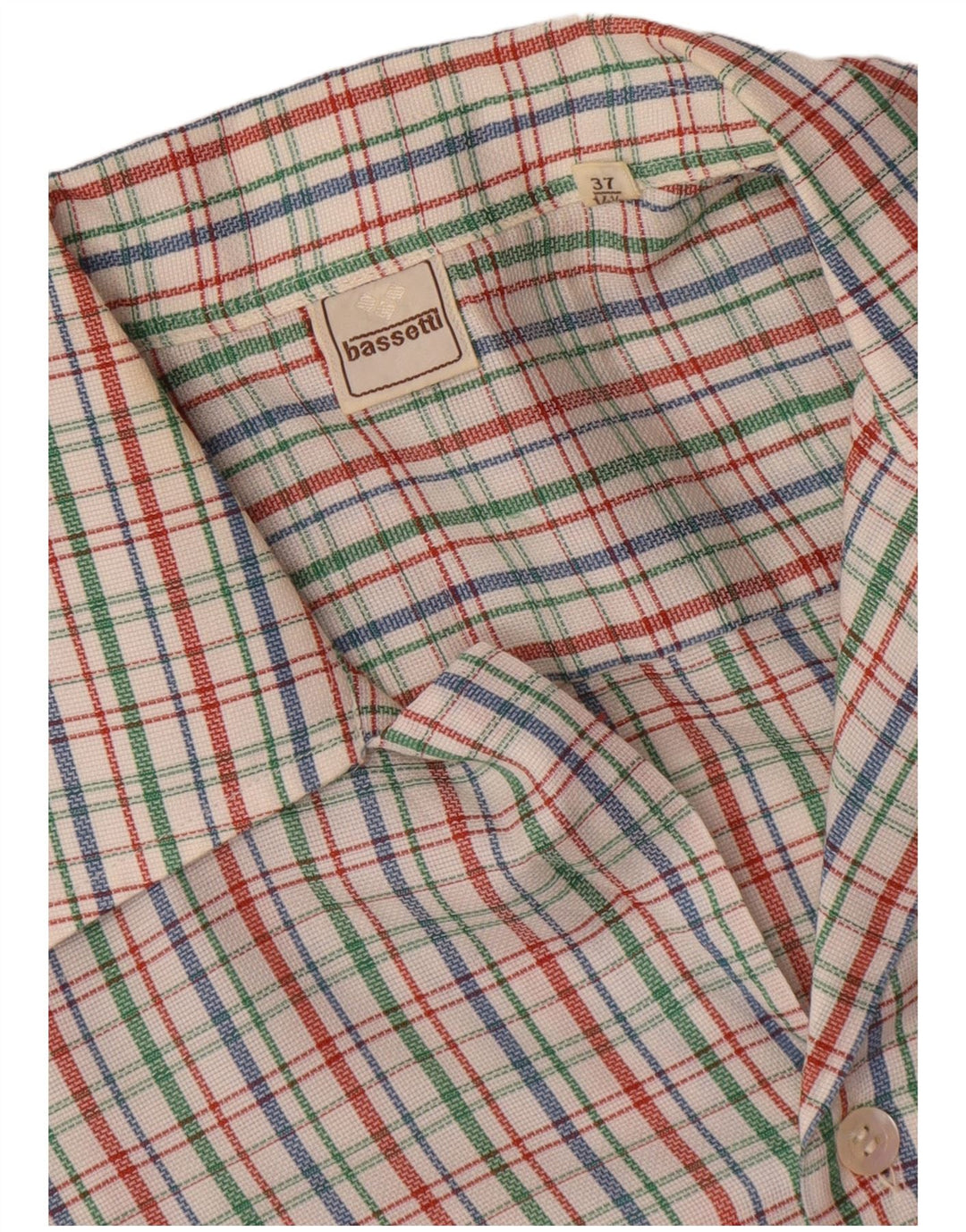 Bassetti Mens Short Sleeve Shirt Size 37 14 1/2 Small Multicoloured Check