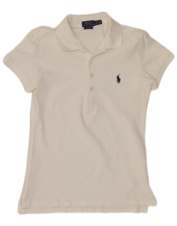 Polo Ralph Lauren Womens Slim Fit Polo Shirt UK 6 XS White Cotton