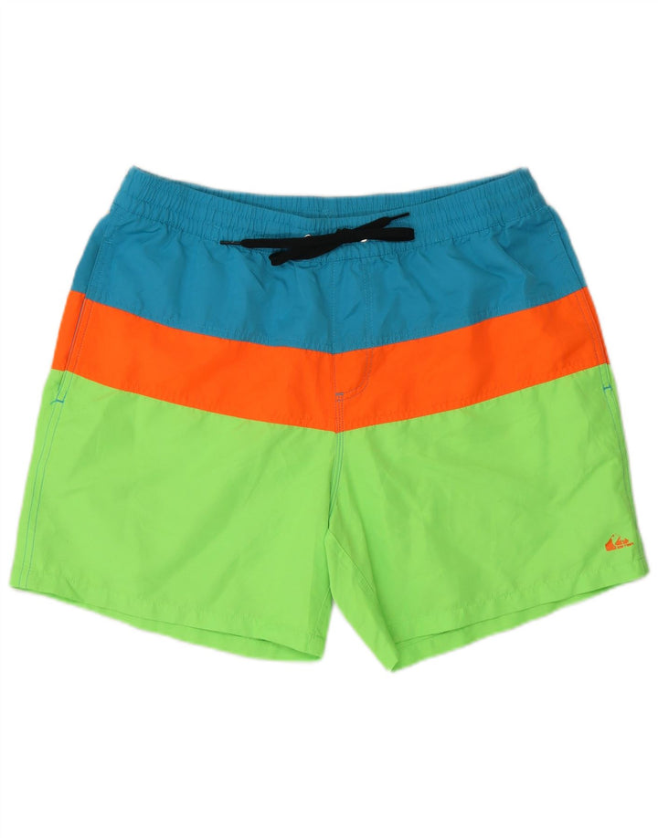 QUIKSILVER Mens Swimming Shorts Large Multicoloured Colourblock Polyester