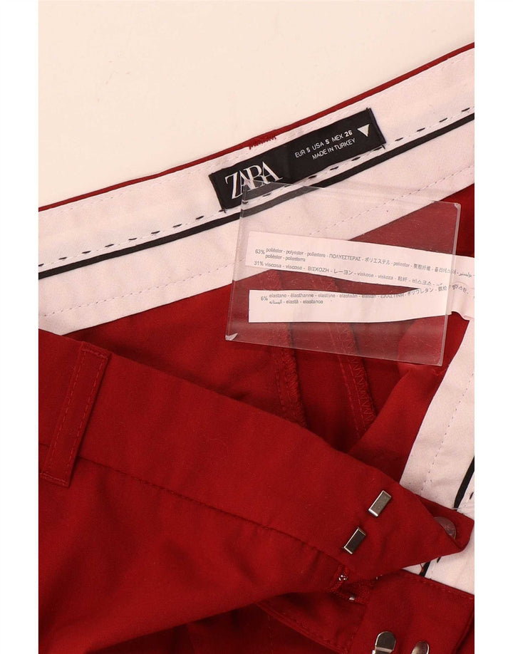 Zara Womens Bootcut Chino Trousers Small W26 L33 Red Polyester