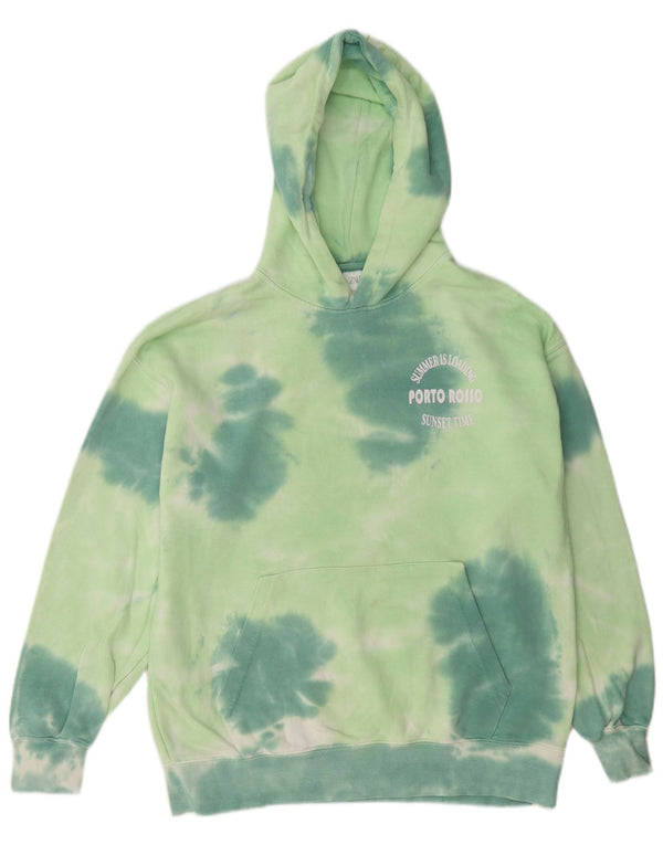 Zara Boys Graphic Hoodie Jumper 11-12 Years Green Tie Dye Cotton