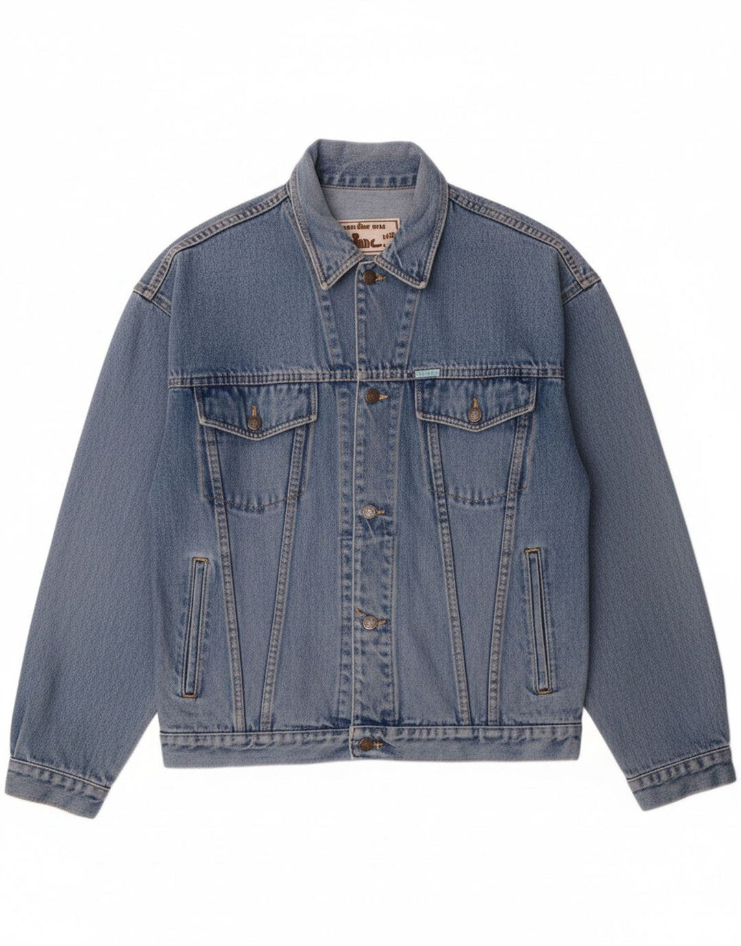VINTAGE Mens Denim Jacket UK 42 XL Blue Cotton