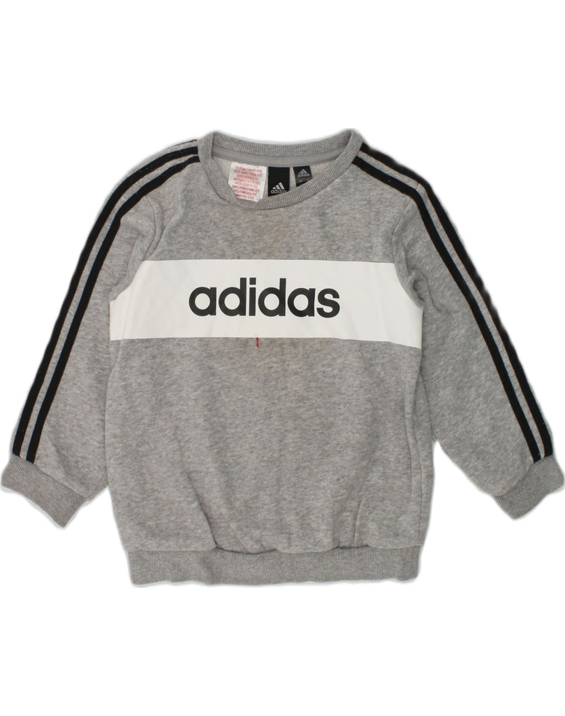 ADIDAS Boys Graphic Sweatshirt Jumper 2-3 Years Grey Cotton | Vintage Adidas | Thrift | Second-Hand Adidas | Used Clothing | Messina Hembry 