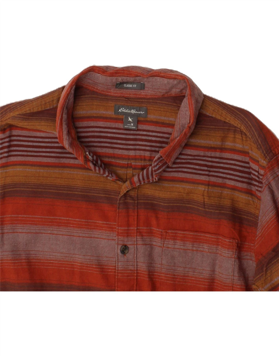 EDDIE BAUER Mens Classic Fit Shirt Medium Multicoloured Striped Cotton Vintage Eddie Bauer and Second-Hand Eddie Bauer from Messina Hembry 