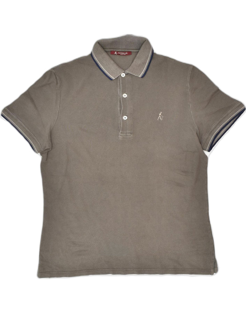 SIVIGLIA Mens Polo Shirt Medium Brown Cotton Classic | Vintage | Thrift | Second-Hand | Used Clothing | Messina Hembry 