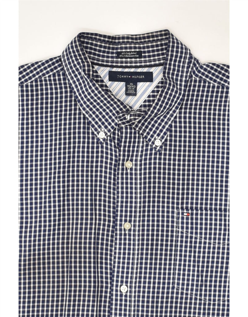 TOMMY HILFIGER Mens Shirt Size 17 1/2 XL Navy Blue Check Cotton | Vintage Tommy Hilfiger | Thrift | Second-Hand Tommy Hilfiger | Used Clothing | Messina Hembry 