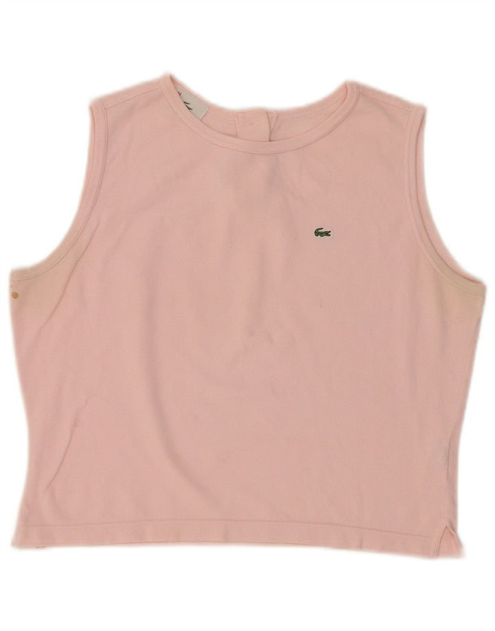 Lacoste Womens Crop Vest Top Size 44 Large Pink Cotton