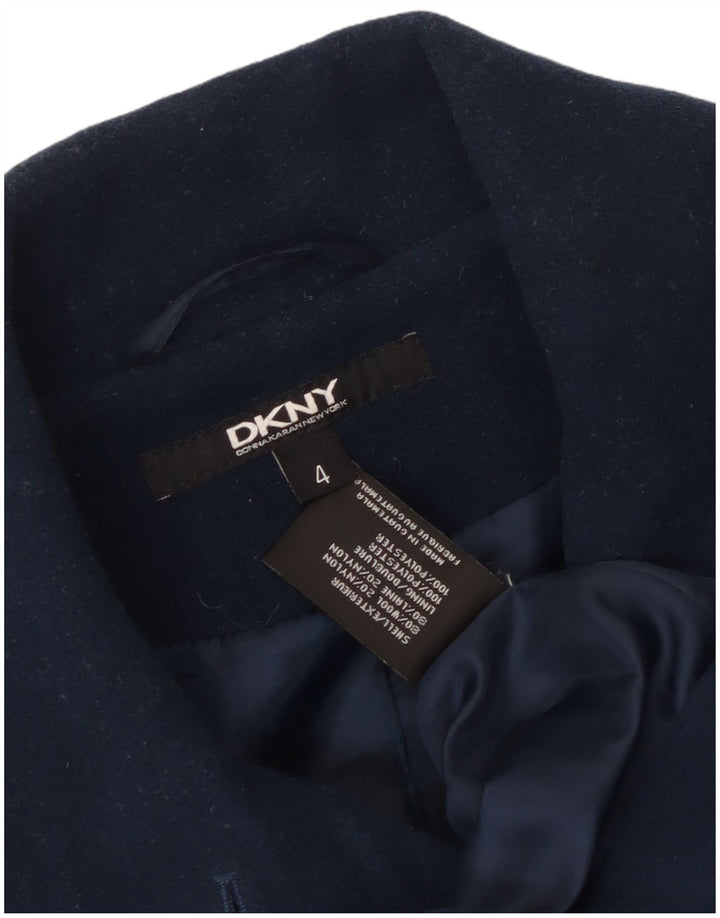 Dkny Womens Overcoat US 4 Small Navy Blue Wool