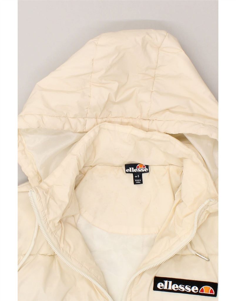 ELLESSE Womens Loose Fit Hooded Padded Jacket UK 8 Small Beige Nylon | Vintage Ellesse | Thrift | Second-Hand Ellesse | Used Clothing | Messina Hembry 