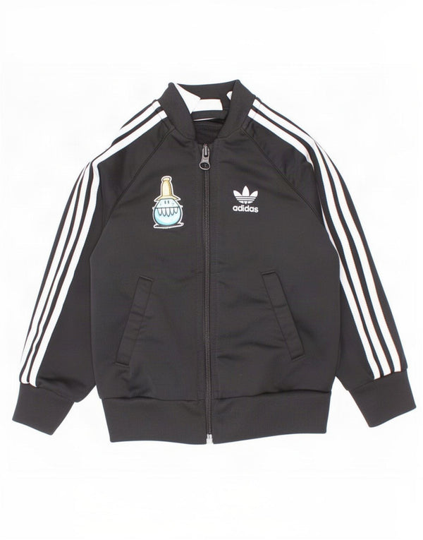 Adidas Baby Boys Graphic Tracksuit Top Jacket 18-24 Months Black Polyester