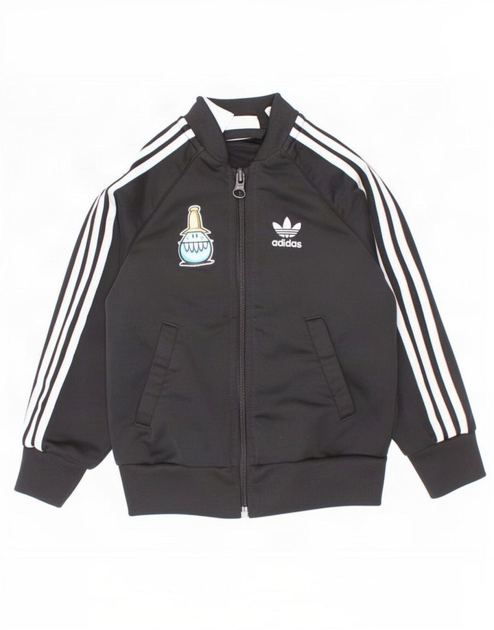 Adidas Baby Boys Graphic Tracksuit Top Jacket 18-24 Months Black Polyester