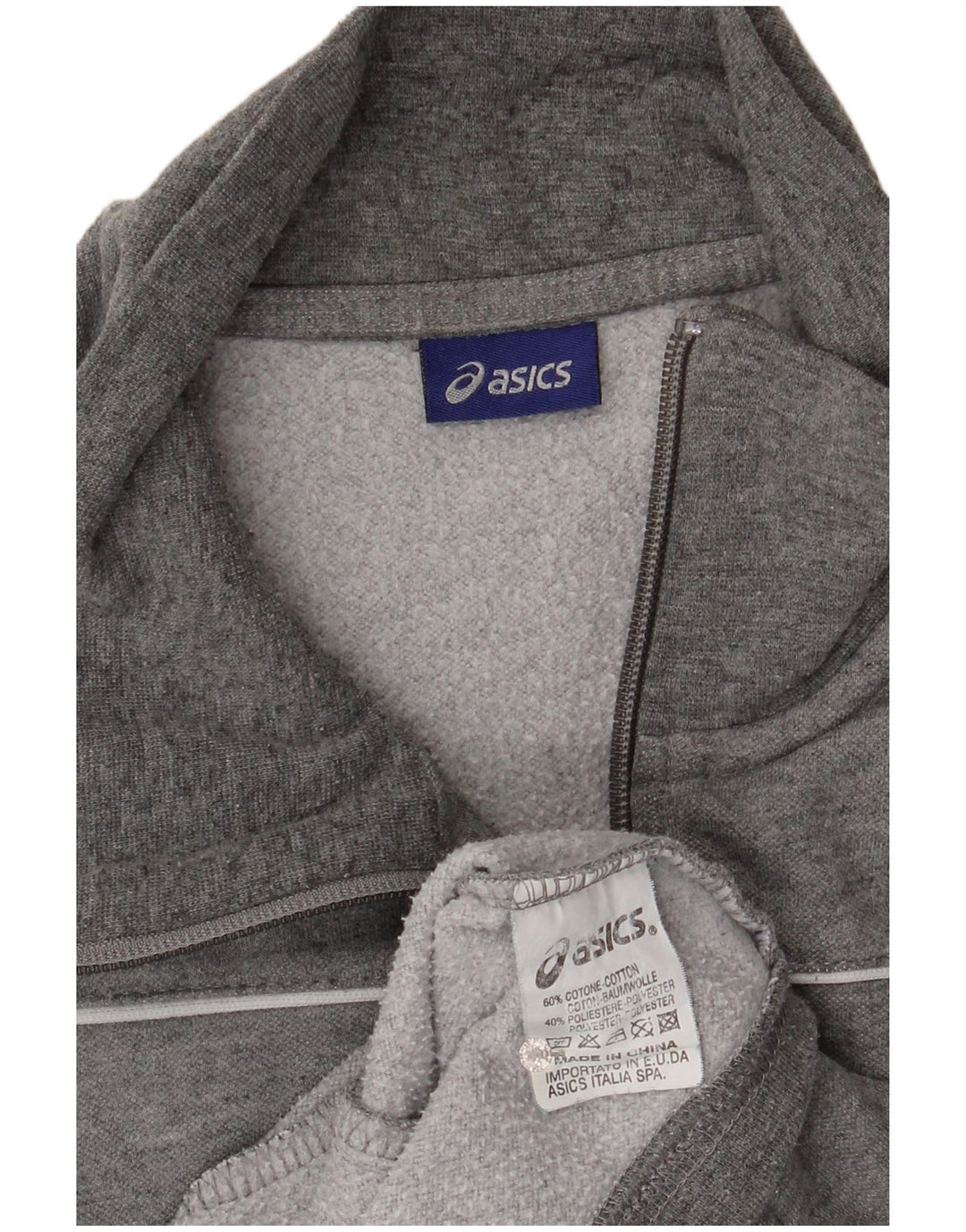 Asics Mens Tracksuit Top Jacket Medium Grey Flecked Cotton
