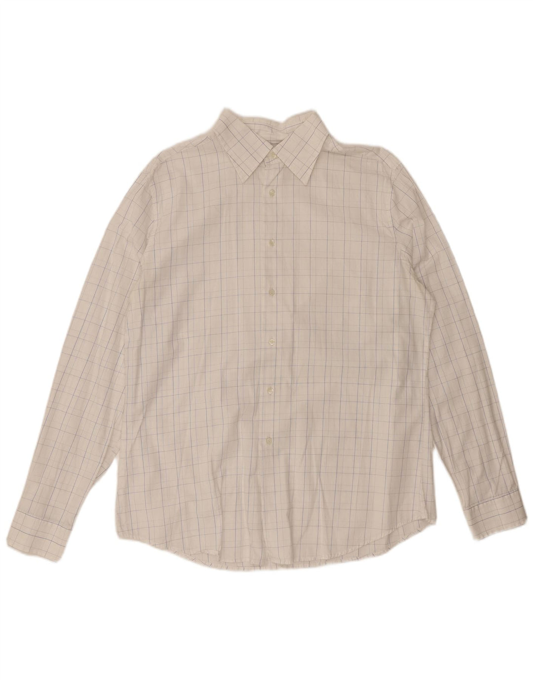 BENETTON Mens Shirt XL White Check Cotton