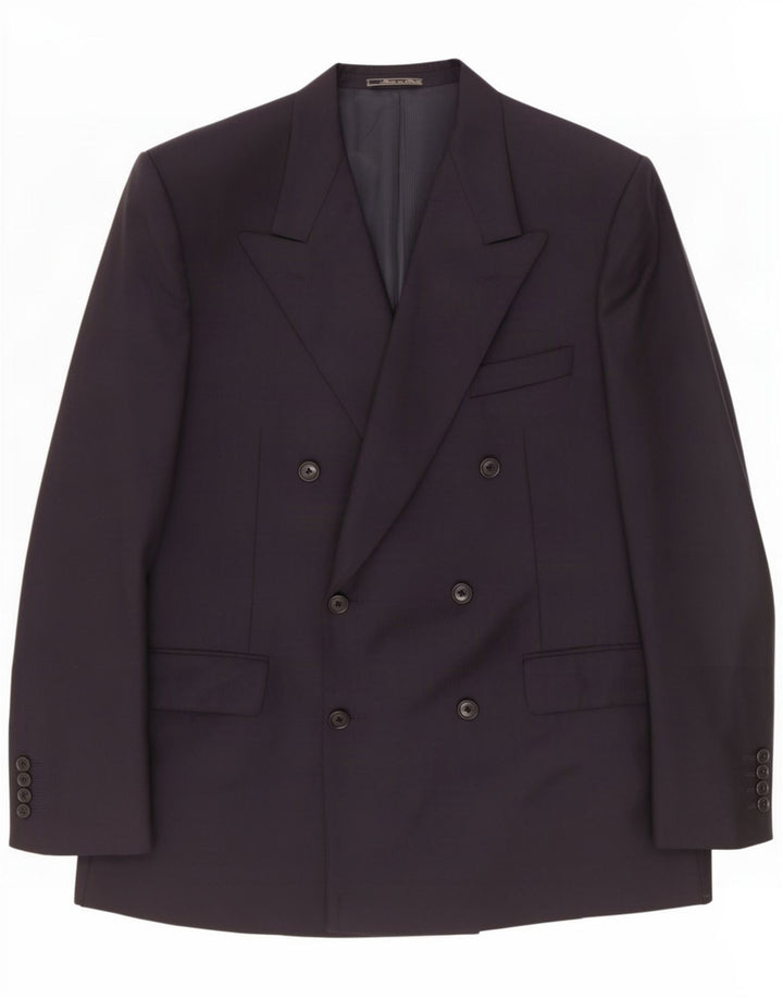 Corneliani Mens Double Breasted Blazer Jacket UK 40 Large Navy Blue Wool