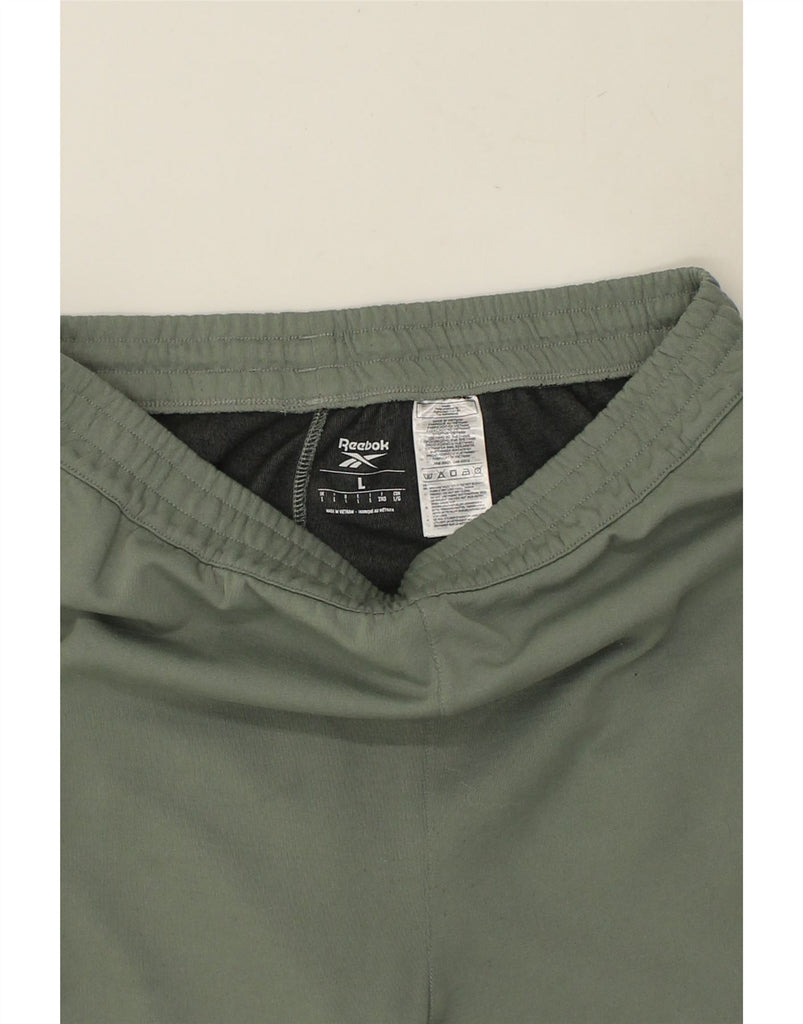 REEBOK Mens Tracksuit Trousers Joggers Large Green Colourblock Polyester | Vintage Reebok | Thrift | Second-Hand Reebok | Used Clothing | Messina Hembry 