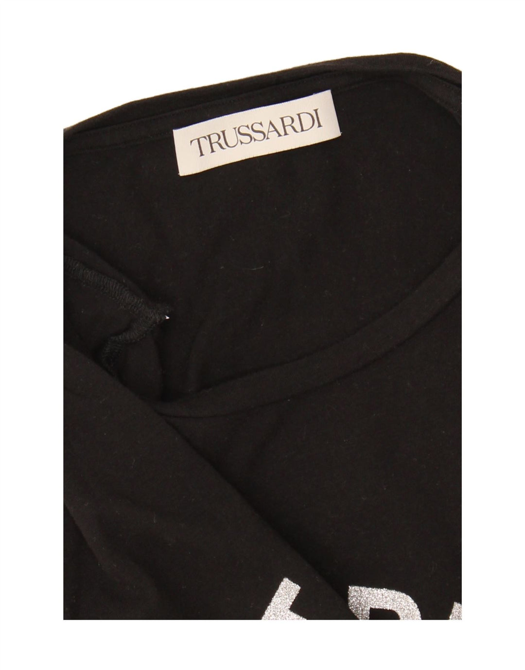 TRUSSARDI Womens Graphic T-Shirt Top UK 14 Medium Black Vintage Trussardi and Second-Hand Trussardi from Messina Hembry 