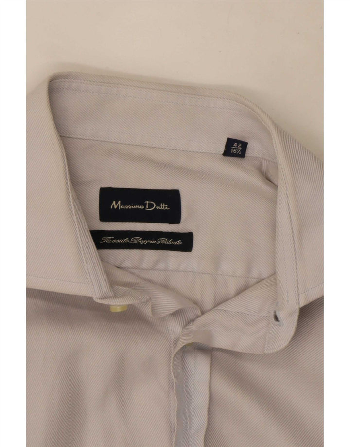 Massimo Dutti Mens Shirt Size 42 16 1/2 Large Blue Pinstripe