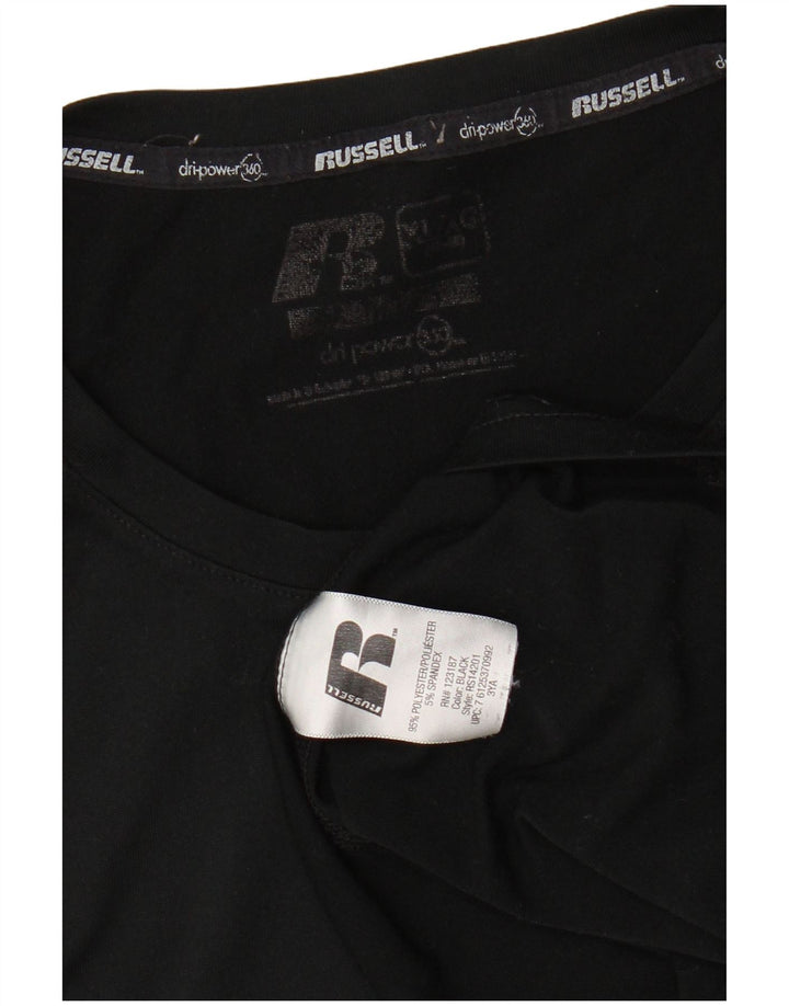 RUSSELL ATHLETIC Mens Dri-Power T-Shirt Top XL Black Polyester