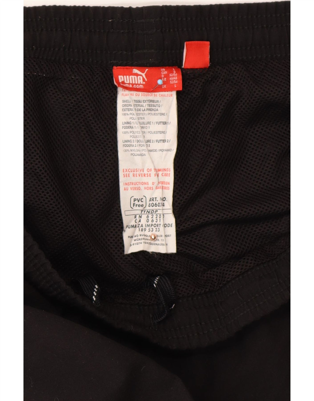 PUMA Mens Graphic Tracksuit Trousers Large Black Polyester Sports