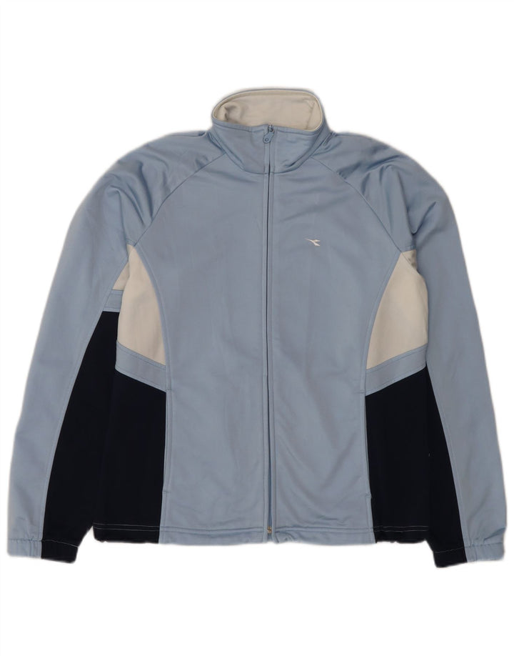 Diadora Womens Tracksuit Top Jacket Medium Blue Colourblock Polyester