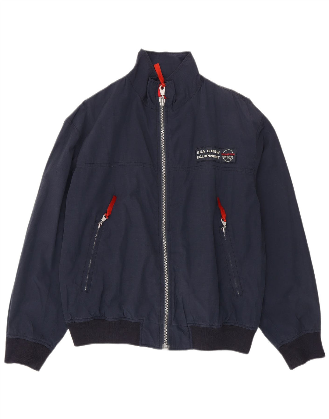 Vintage Mens Bomber Jacket IT 48 Medium Navy Blue Cotton