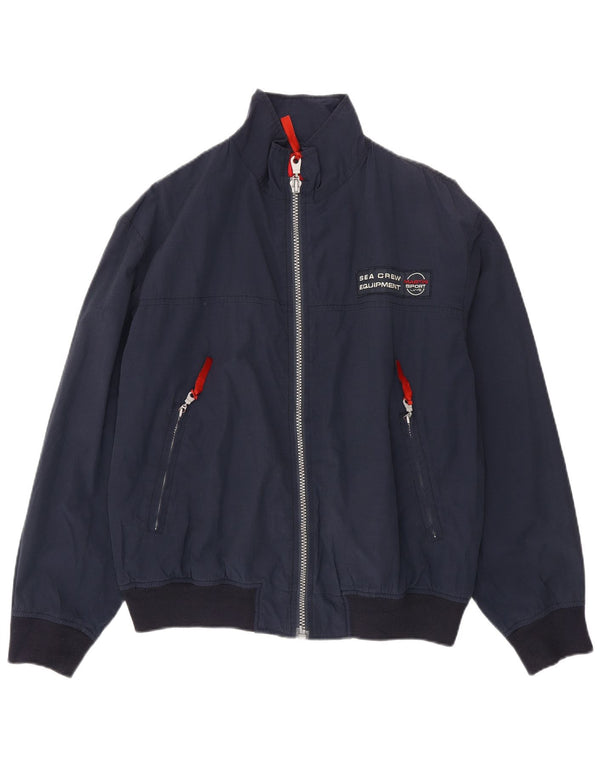Vintage Mens Bomber Jacket IT 48 Medium Navy Blue Cotton