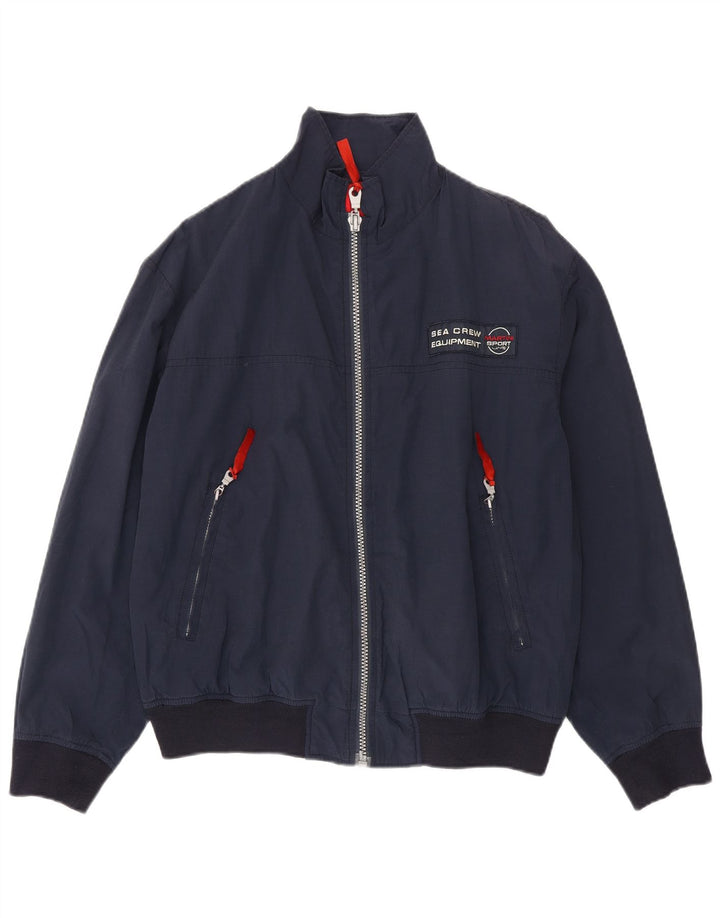 Vintage Mens Bomber Jacket IT 48 Medium Navy Blue Cotton