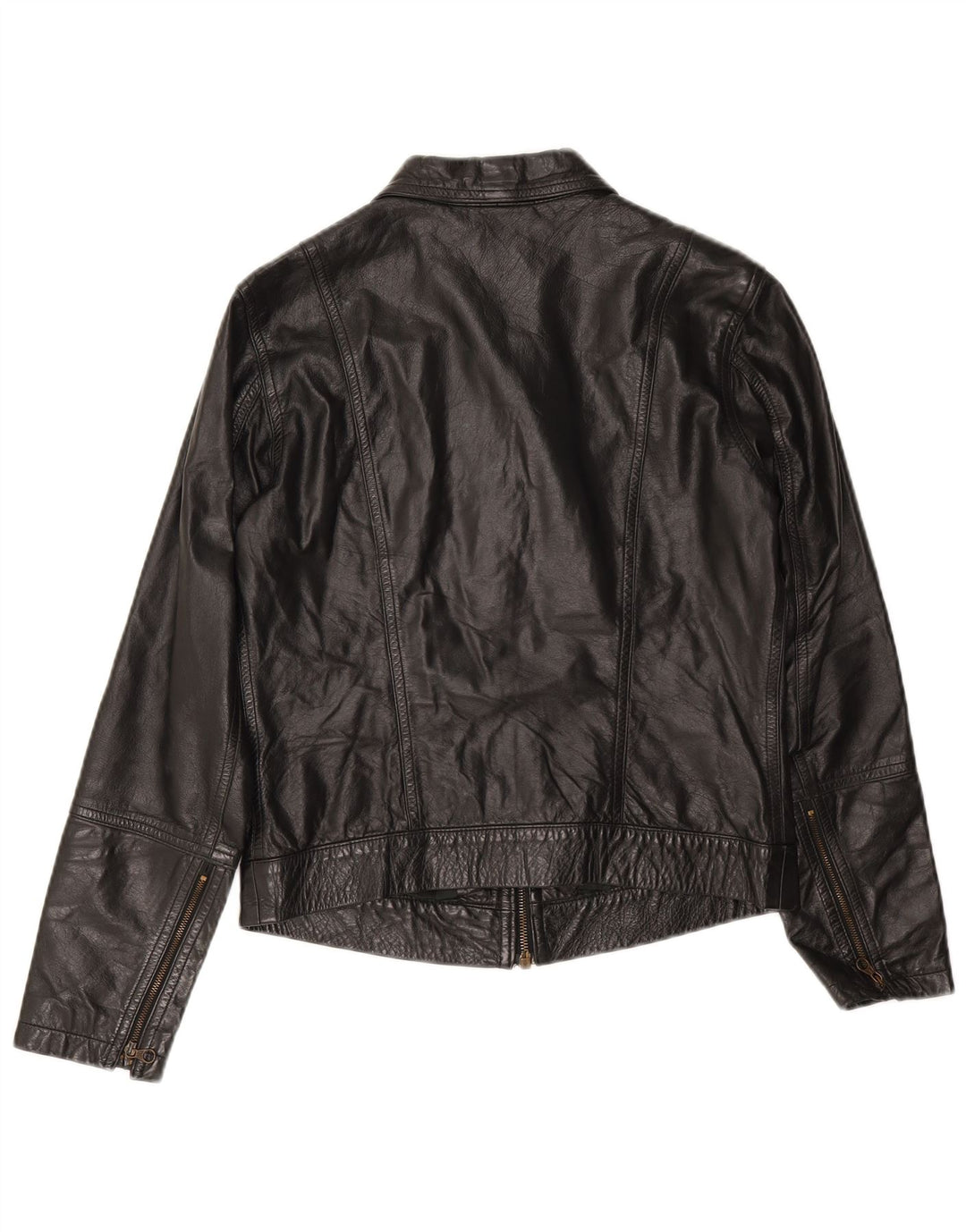 Sisley Womens Leather Jacket UK 10 Small Black Leather